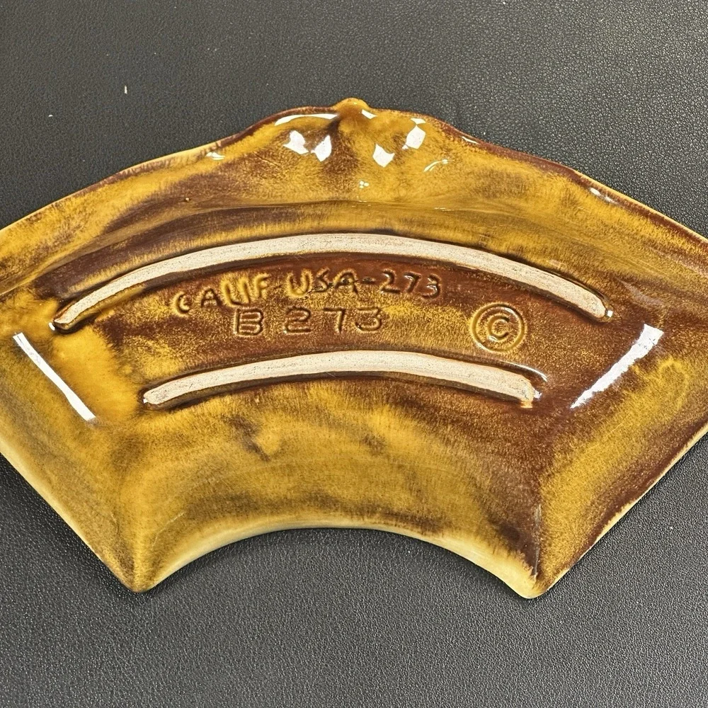 Vintage California Pottery MCM Orange‎ Drip Glaze Serving Set Lazy Susan Ceramic